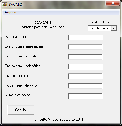 Tela do SACALC